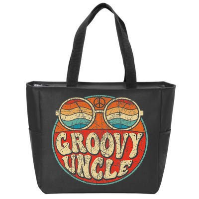 Groovy Uncle 70s Aesthetic Nostalgia 1970's Retro Uncle Zip Tote Bag