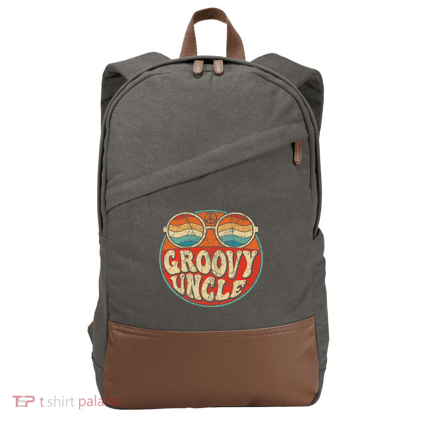 Groovy Uncle 70s Aesthetic Nostalgia 1970's Retro Uncle Cotton Canvas Backpack