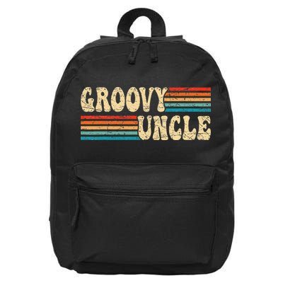 Groovy Uncle 70s Aesthetic Nostalgia 1970's Retro Uncle 16 in Basic Backpack