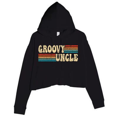 Groovy Uncle 70s Aesthetic Nostalgia 1970's Retro Uncle Crop Fleece Hoodie