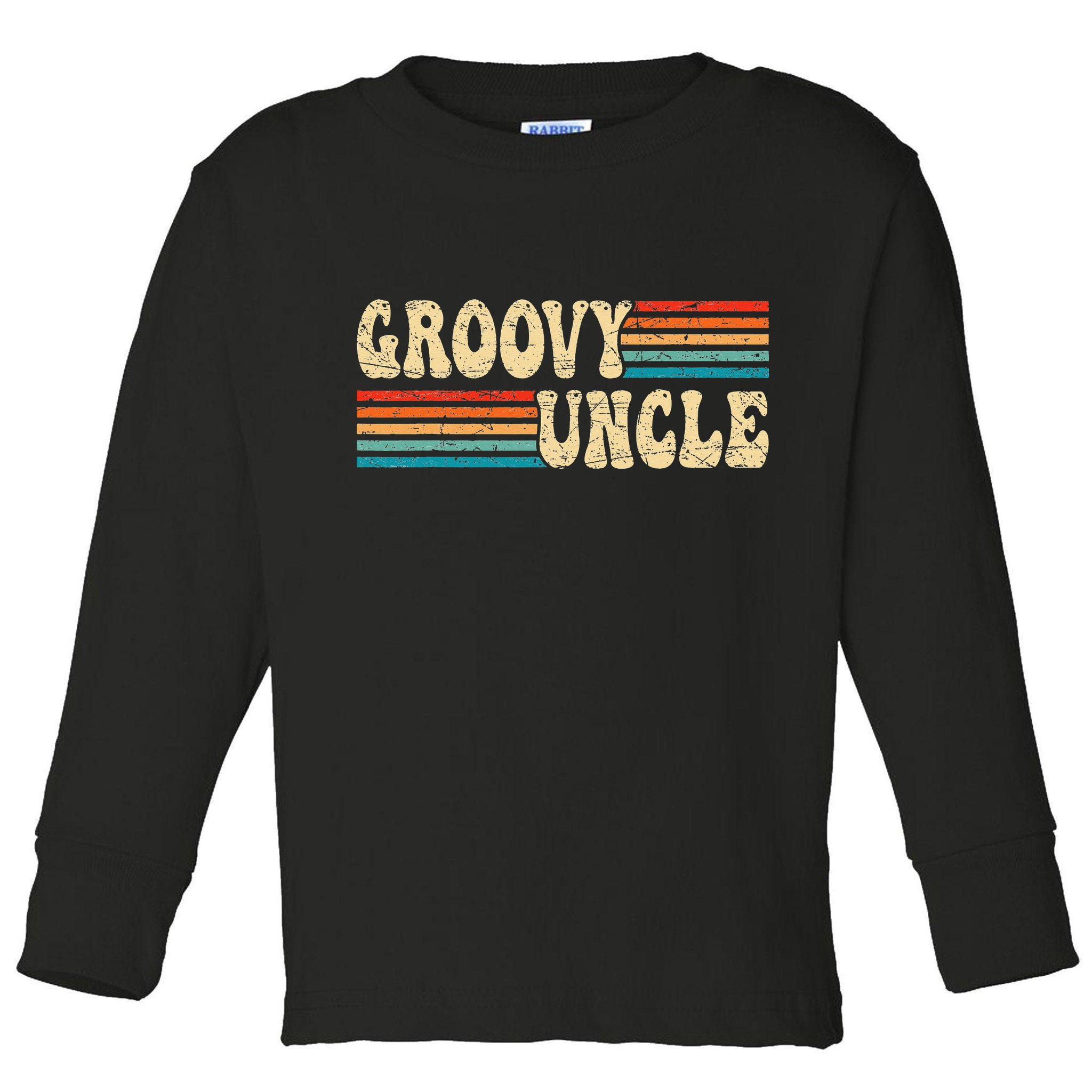 Groovy Uncle 70s Aesthetic Nostalgia 1970's Retro Uncle Toddler Long Sleeve Shirt