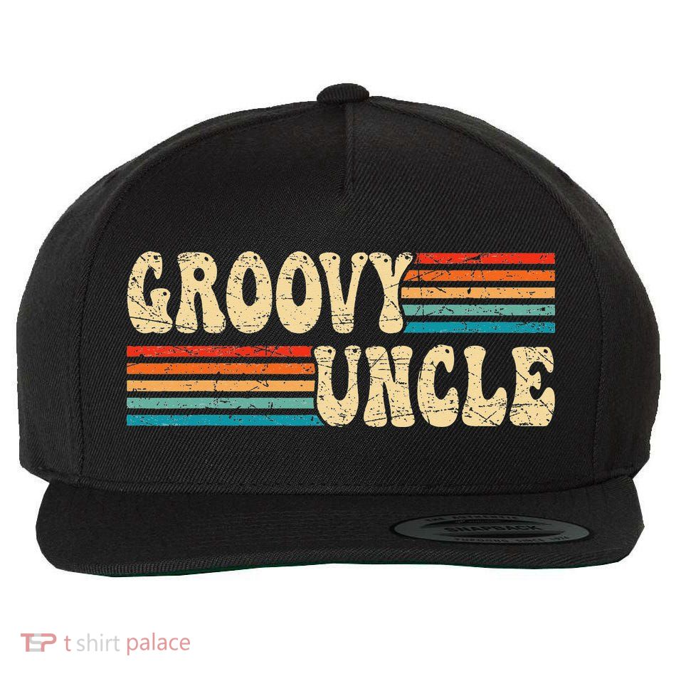 Groovy Uncle 70s Aesthetic Nostalgia 1970's Retro Uncle Wool Snapback Cap