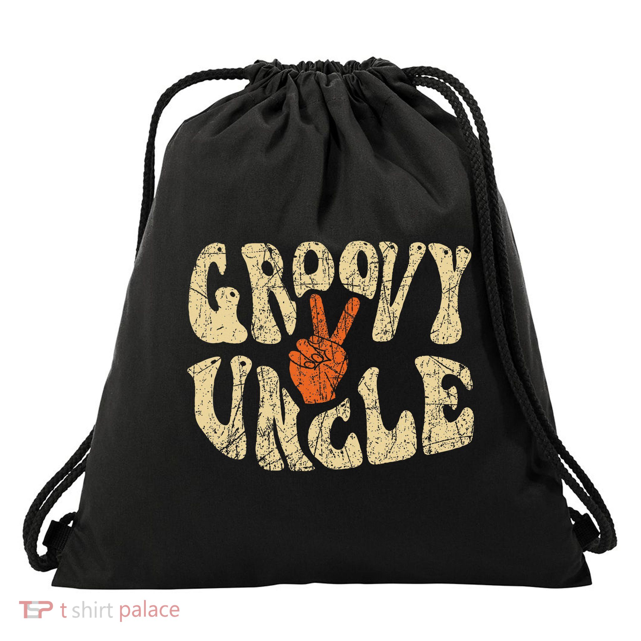 Groovy Uncle 70s Aesthetic Nostalgia 1970's Retro Uncle Drawstring Bag