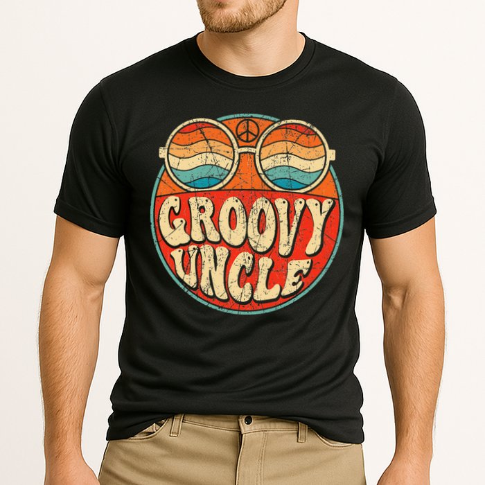 Groovy Uncle 70s Aesthetic Nostalgia 1970's Retro Uncle Cooling Performance Crew T-Shirt