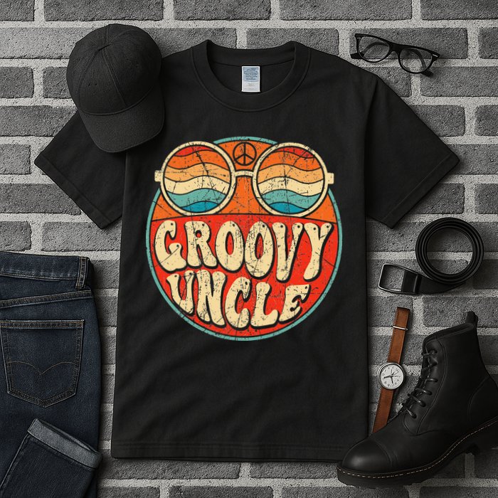 Groovy Uncle 70s Aesthetic Nostalgia 1970's Retro Uncle Tall T-Shirt