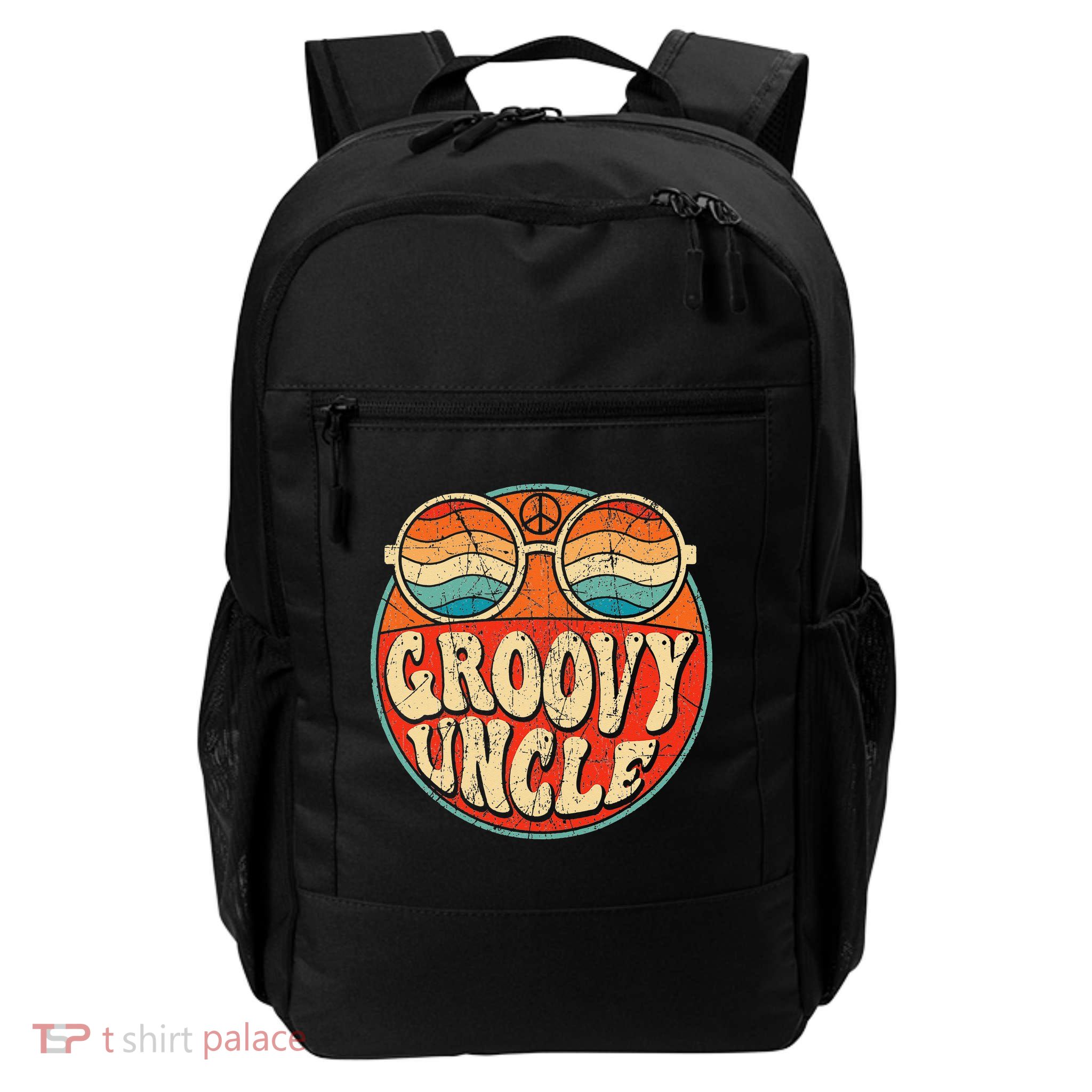 Groovy Uncle 70s Aesthetic Nostalgia 1970's Retro Uncle Daily Commute Backpack