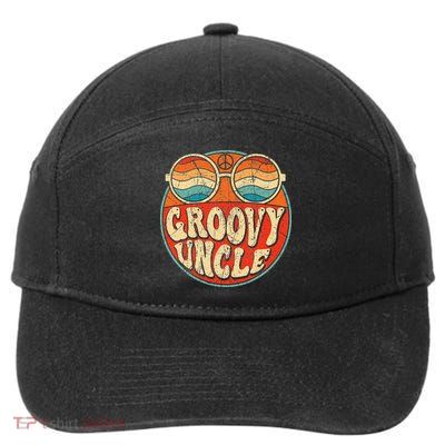 Groovy Uncle 70s Aesthetic Nostalgia 1970's Retro Uncle 7-Panel Snapback Hat