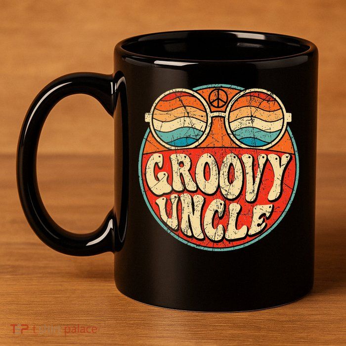 Groovy Uncle 70s Aesthetic Nostalgia 1970's Retro Uncle 11oz C Handle Ceramic Mug