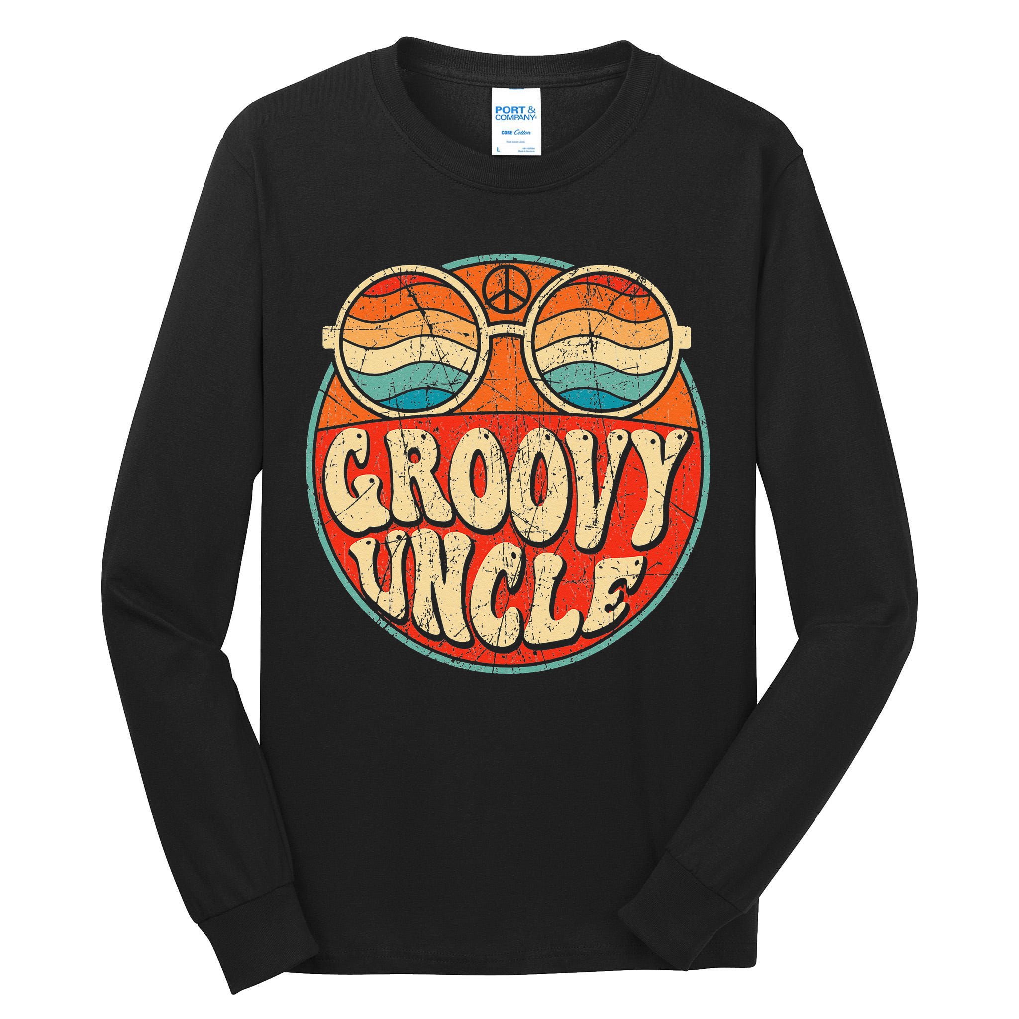 Groovy Uncle 70s Aesthetic Nostalgia 1970's Retro Uncle Tall Long Sleeve T-Shirt