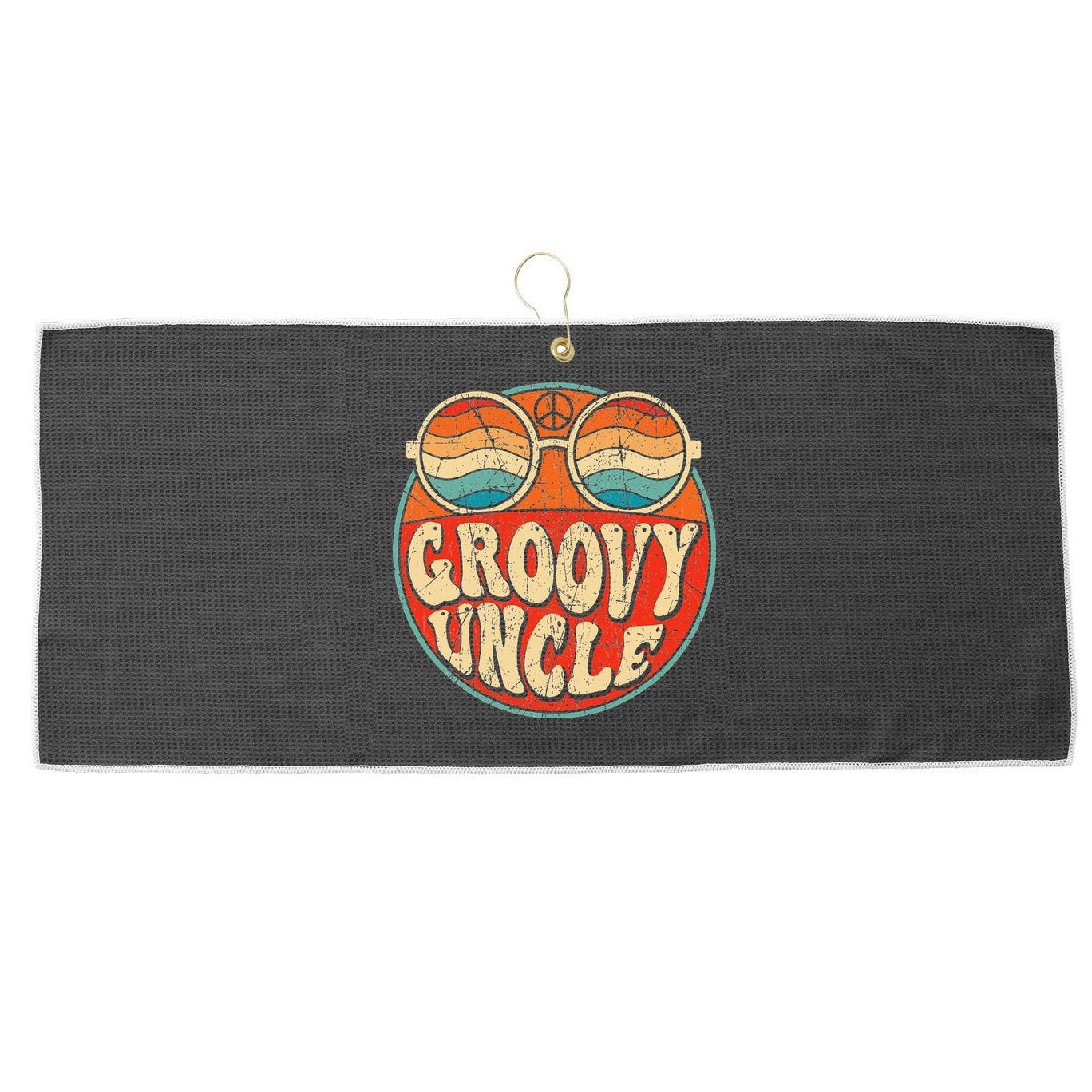 Groovy Uncle 70s Aesthetic Nostalgia 1970's Retro Uncle Large Microfiber Waffle Golf Towel