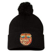 Groovy Uncle 70s Aesthetic Nostalgia 1970's Retro Uncle Pom Pom 12in Knit Beanie