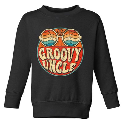 Groovy Uncle 70s Aesthetic Nostalgia 1970's Retro Uncle Toddler Sweatshirt