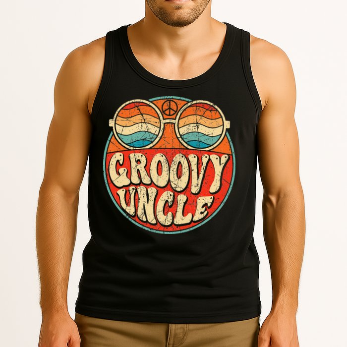 Groovy Uncle 70s Aesthetic Nostalgia 1970's Retro Uncle Tank Top