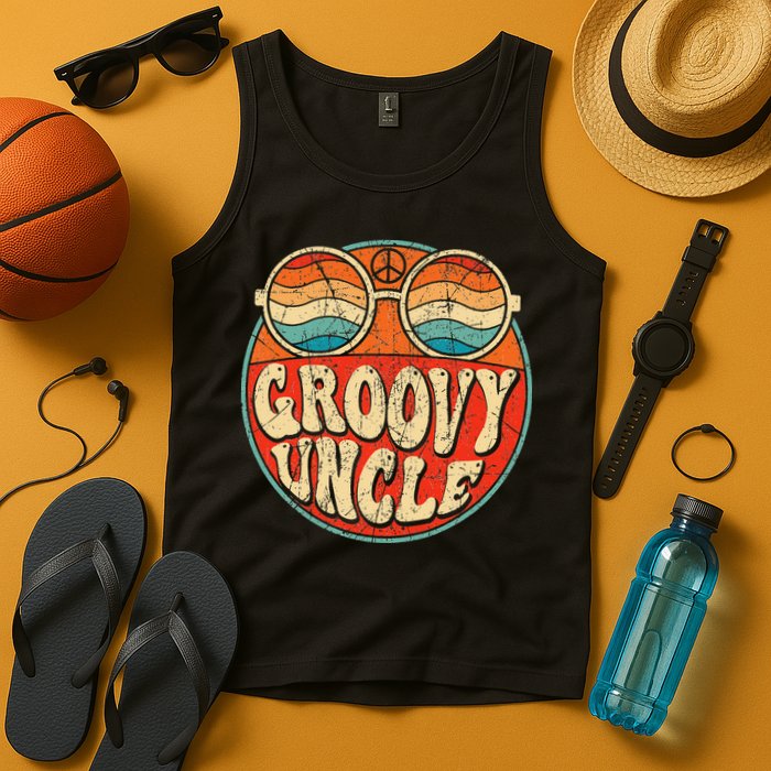Groovy Uncle 70s Aesthetic Nostalgia 1970's Retro Uncle Tank Top