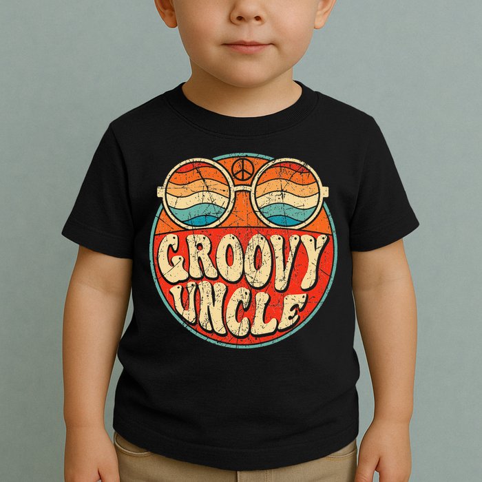 Groovy Uncle 70s Aesthetic Nostalgia 1970's Retro Uncle Toddler T-Shirt
