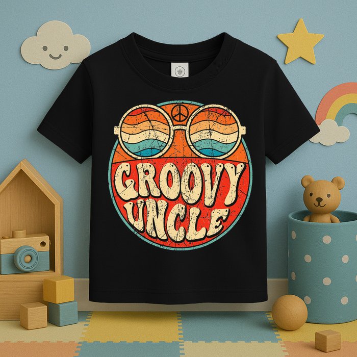 Groovy Uncle 70s Aesthetic Nostalgia 1970's Retro Uncle Toddler T-Shirt