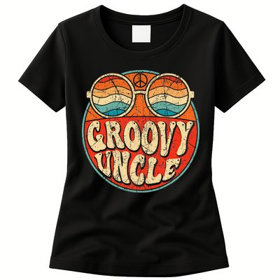 Groovy Uncle 70s Aesthetic Nostalgia 1970's Retro Uncle Womens T-Shirt
