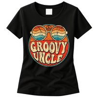 Groovy Uncle 70s Aesthetic Nostalgia 1970's Retro Uncle Womens T-Shirt