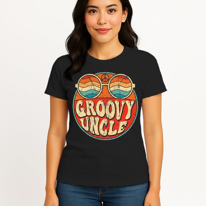 Groovy Uncle 70s Aesthetic Nostalgia 1970's Retro Uncle Womens T-Shirt