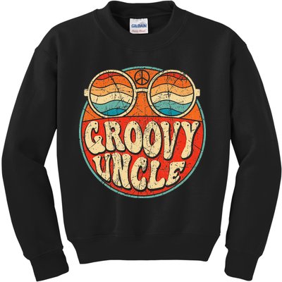 Groovy Uncle 70s Aesthetic Nostalgia 1970's Retro Uncle Kids Sweatshirt