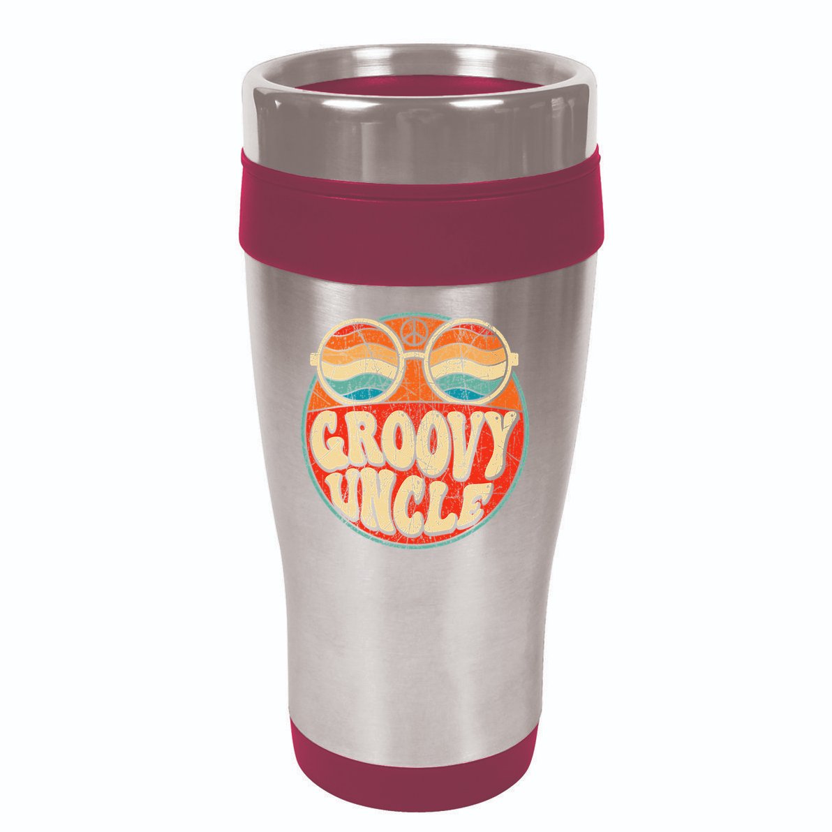 Groovy Uncle 70s Aesthetic Nostalgia 1970's Retro Uncle 16oz Travel Tumbler