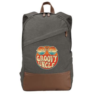 Groovy Uncle 70s Aesthetic Nostalgia 1970's Retro Uncle Cotton Canvas Backpack