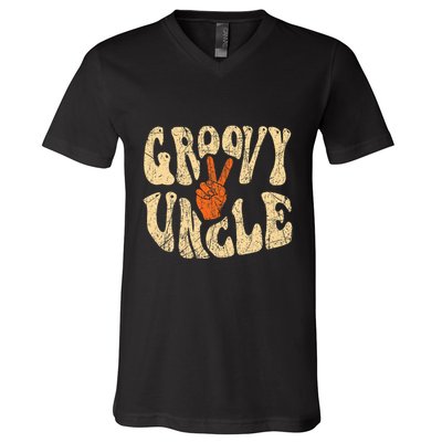 Groovy Uncle 70s Aesthetic Nostalgia 1970S Retro Uncle V-Neck T-Shirt