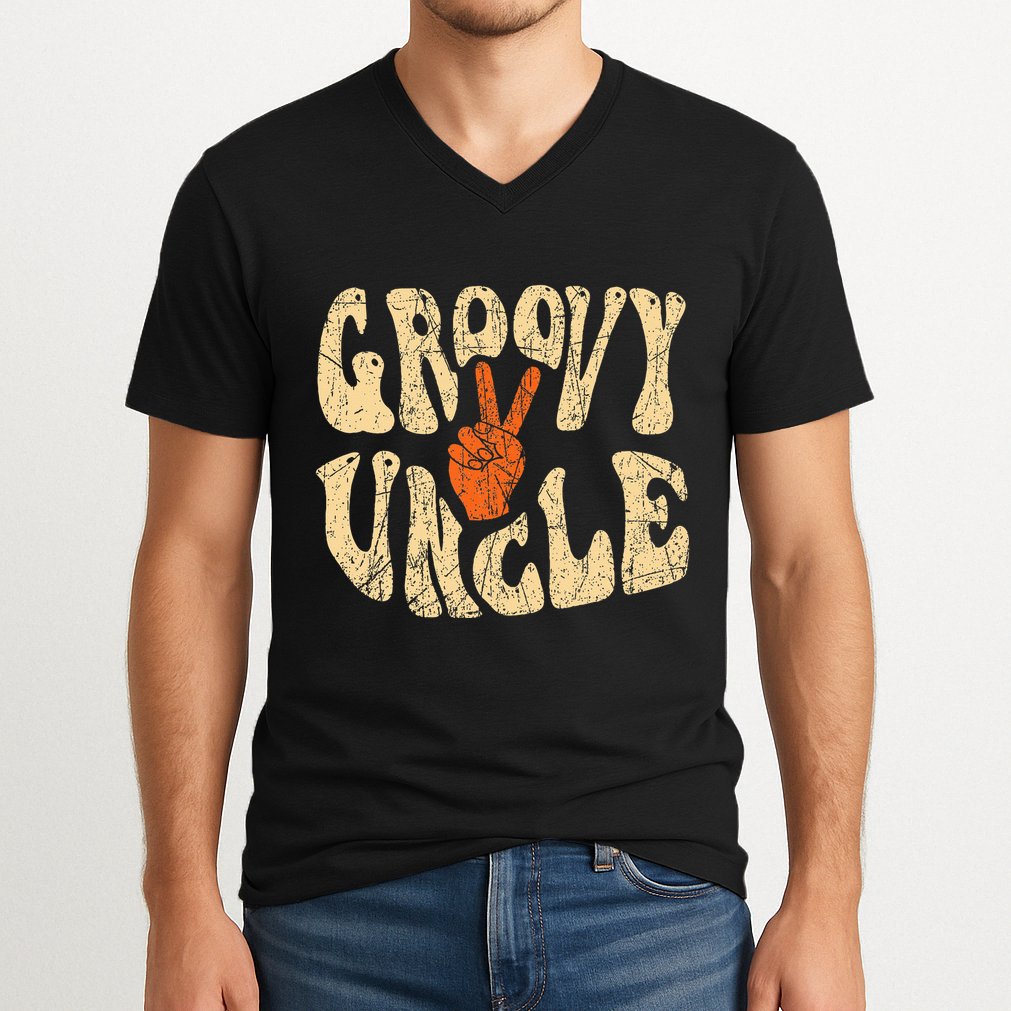 Groovy Uncle 70s Aesthetic Nostalgia 1970S Retro Uncle V-Neck T-Shirt