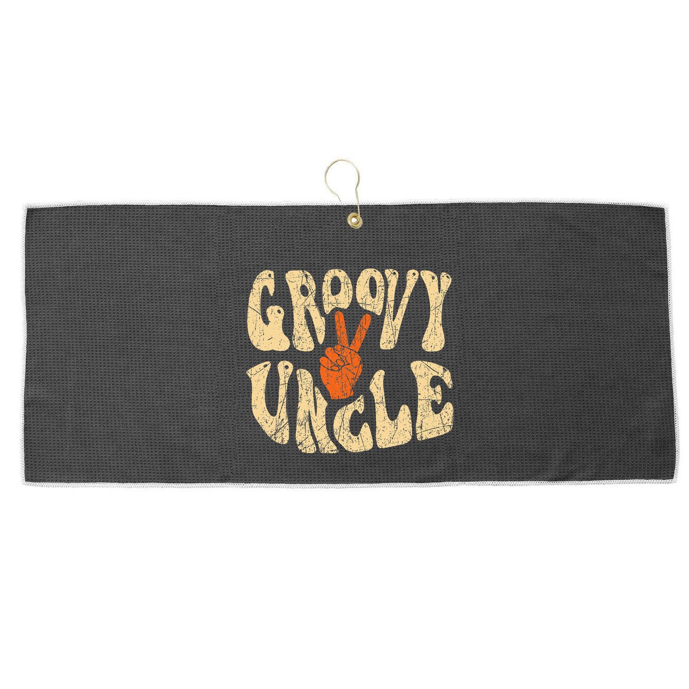 Groovy Uncle 70s Aesthetic Nostalgia 1970S Retro Uncle Large Microfiber Waffle Golf Towel