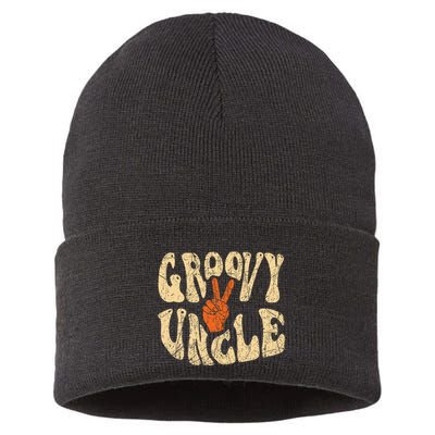 Groovy Uncle 70s Aesthetic Nostalgia 1970S Retro Uncle Sustainable Knit Beanie