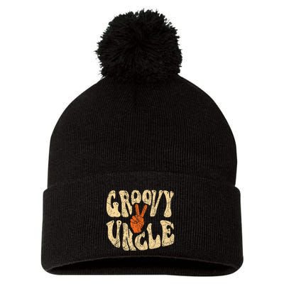 Groovy Uncle 70s Aesthetic Nostalgia 1970S Retro Uncle Pom Pom 12in Knit Beanie
