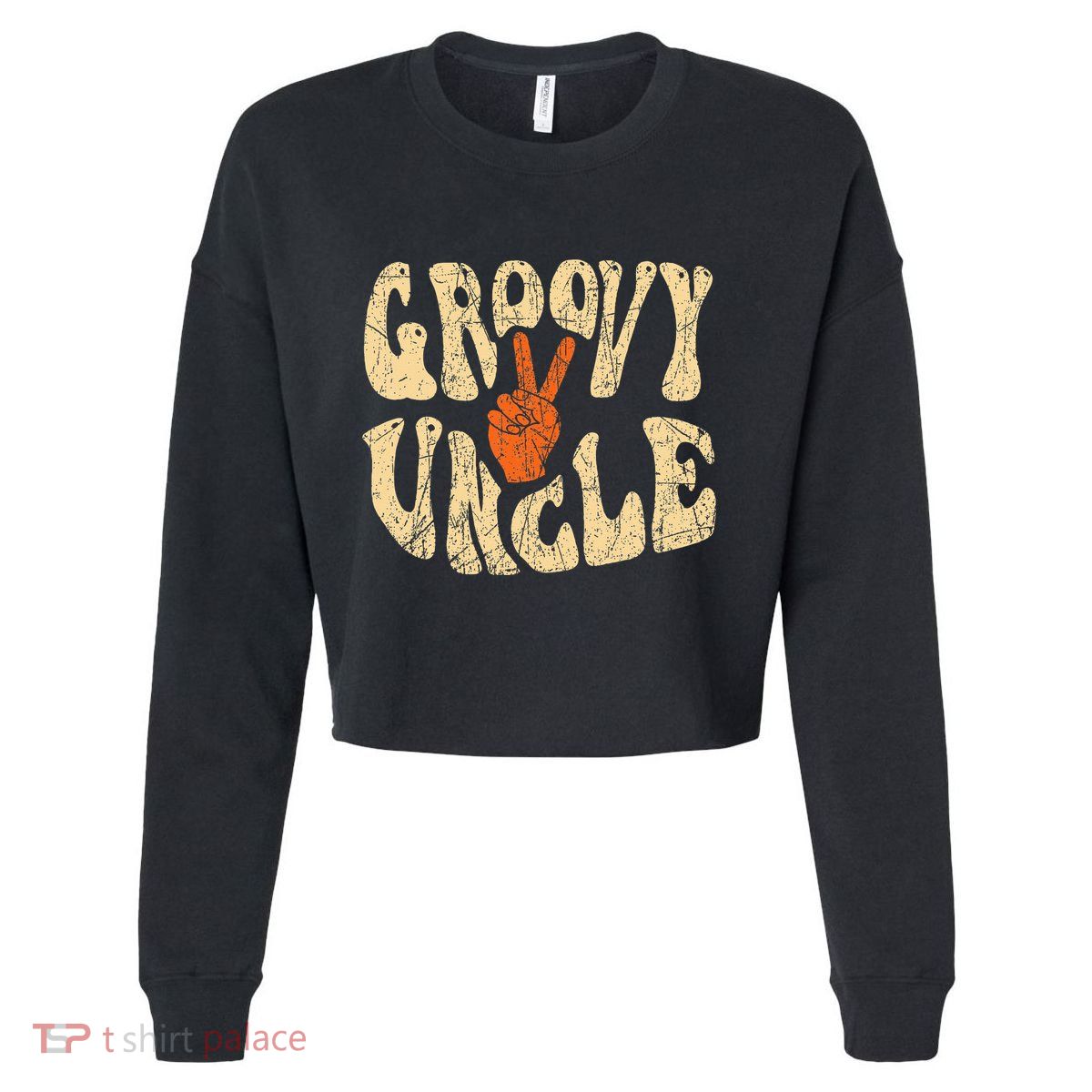 Groovy Uncle 70s Aesthetic Nostalgia 1970S Retro Uncle Cropped Pullover Crew