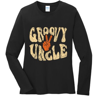 Groovy Uncle 70s Aesthetic Nostalgia 1970S Retro Uncle Ladies Long Sleeve Shirt