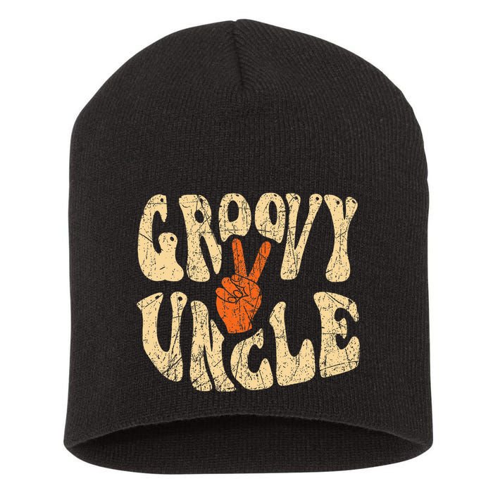 Groovy Uncle 70s Aesthetic Nostalgia 1970S Retro Uncle Short Acrylic Beanie