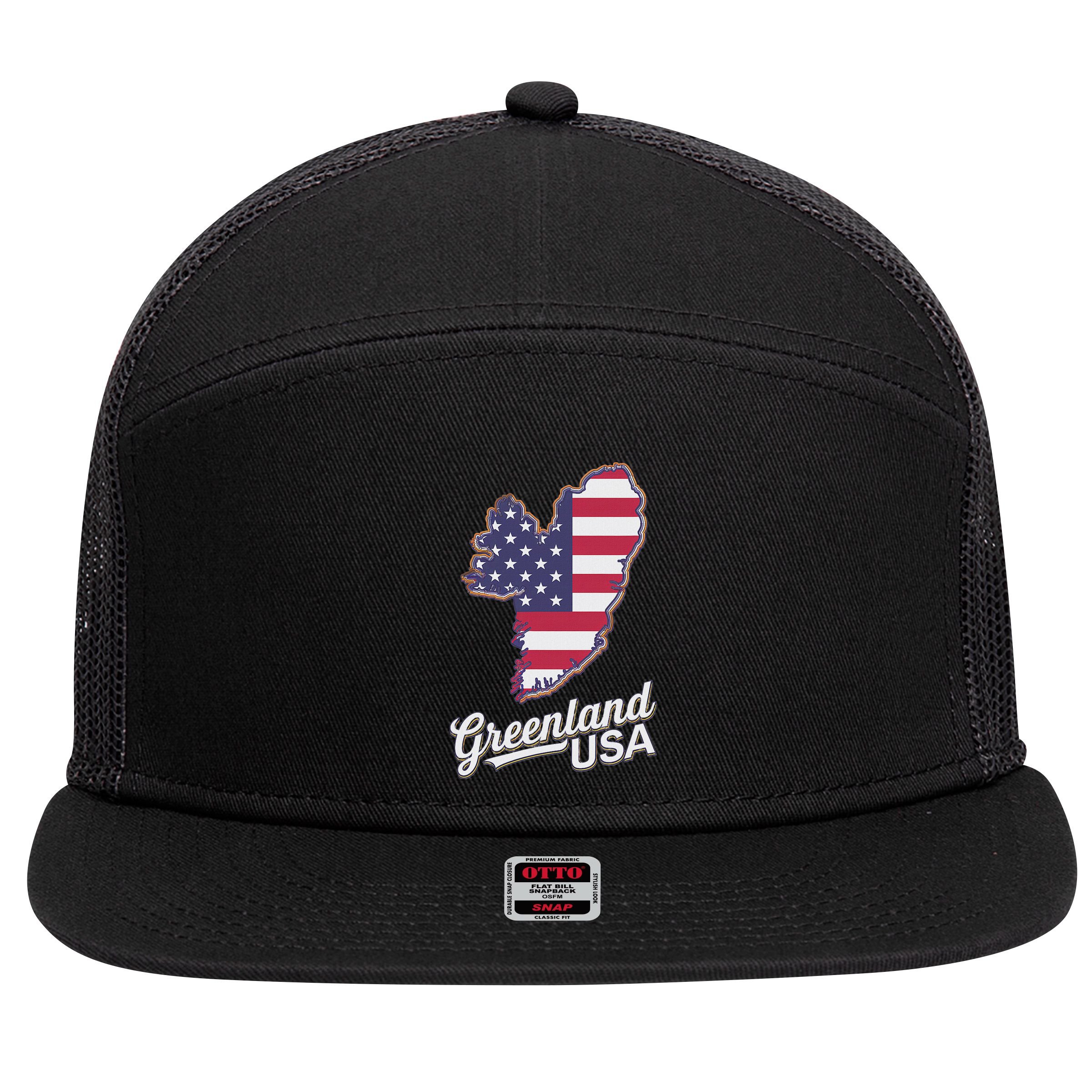 Greenland Usa Annex Greenland To United States 7 Panel Mesh Trucker Snapback Hat