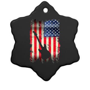 Guitarist Usa American Flag 4th Of July Patriotic Ceramic Star Ornament