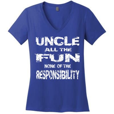 Great Uncle All The Fun Grand Uncle Favorite Sayings Pun Gift Women's V-Neck T-Shirt
