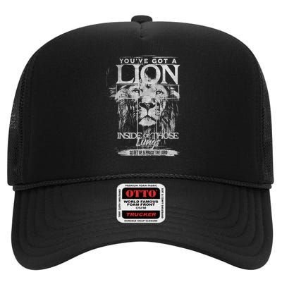 Get Up And Praise The Lord God Bless The United State High Crown Mesh Back Trucker Hat