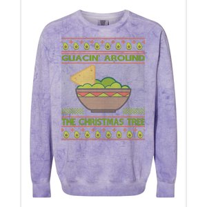 Guacin' Around The Christmas Tree Colorblast Crewneck Sweatshirt