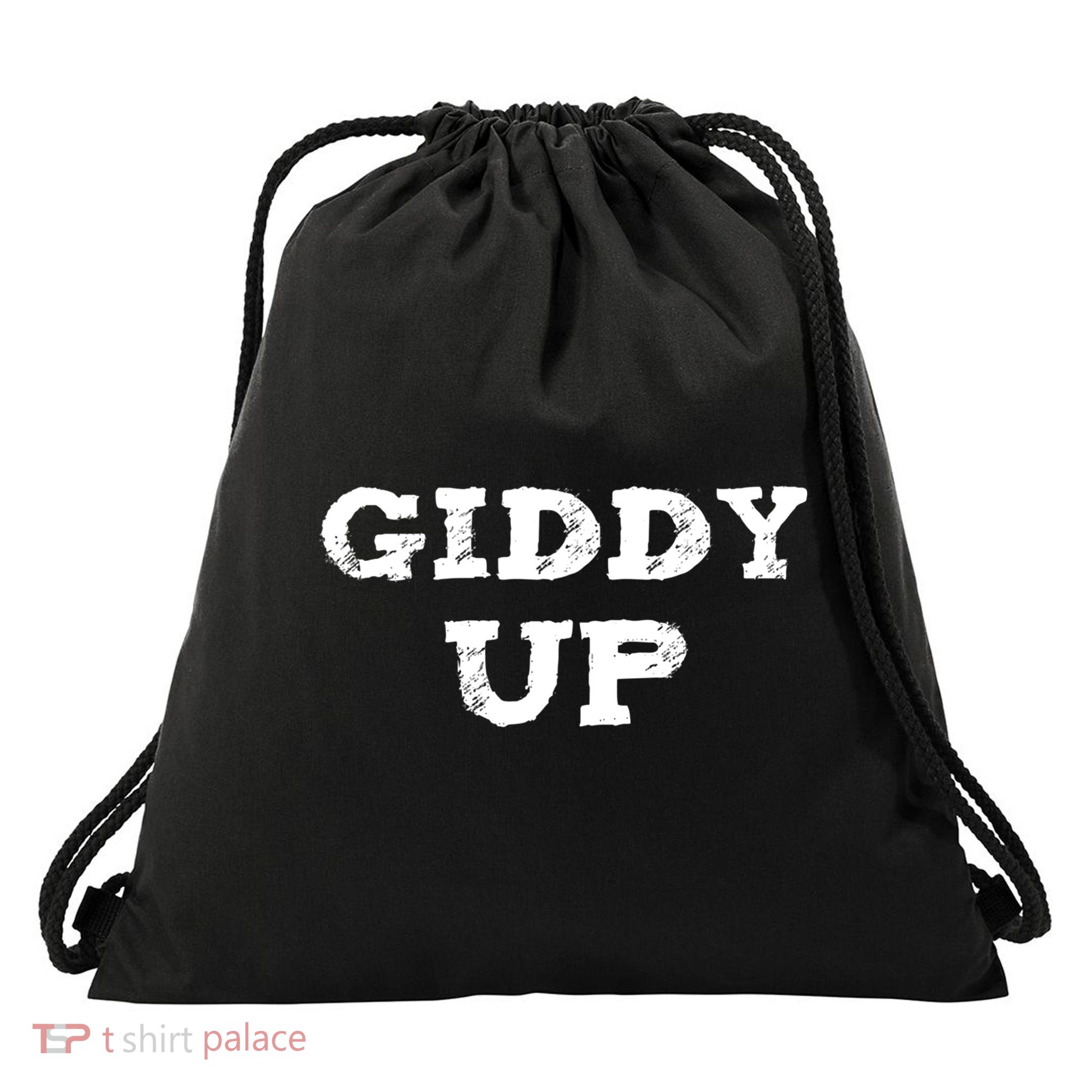 Giddy Up Cow Gift Westren Rodeo Horse Lover Bull Rider Gift Drawstring Bag