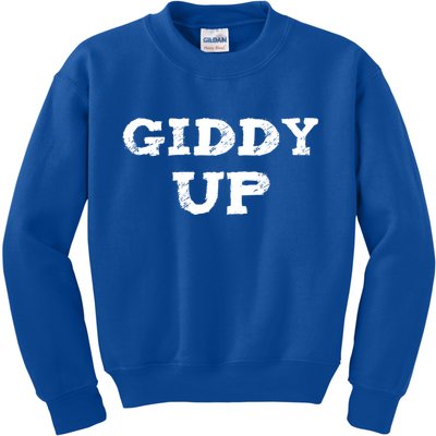 Giddy Up Cow Gift Westren Rodeo Horse Lover Bull Rider Gift Kids Sweatshirt