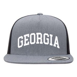 Georgia Us College Font Proud American Usa States Flat Bill Trucker Hat