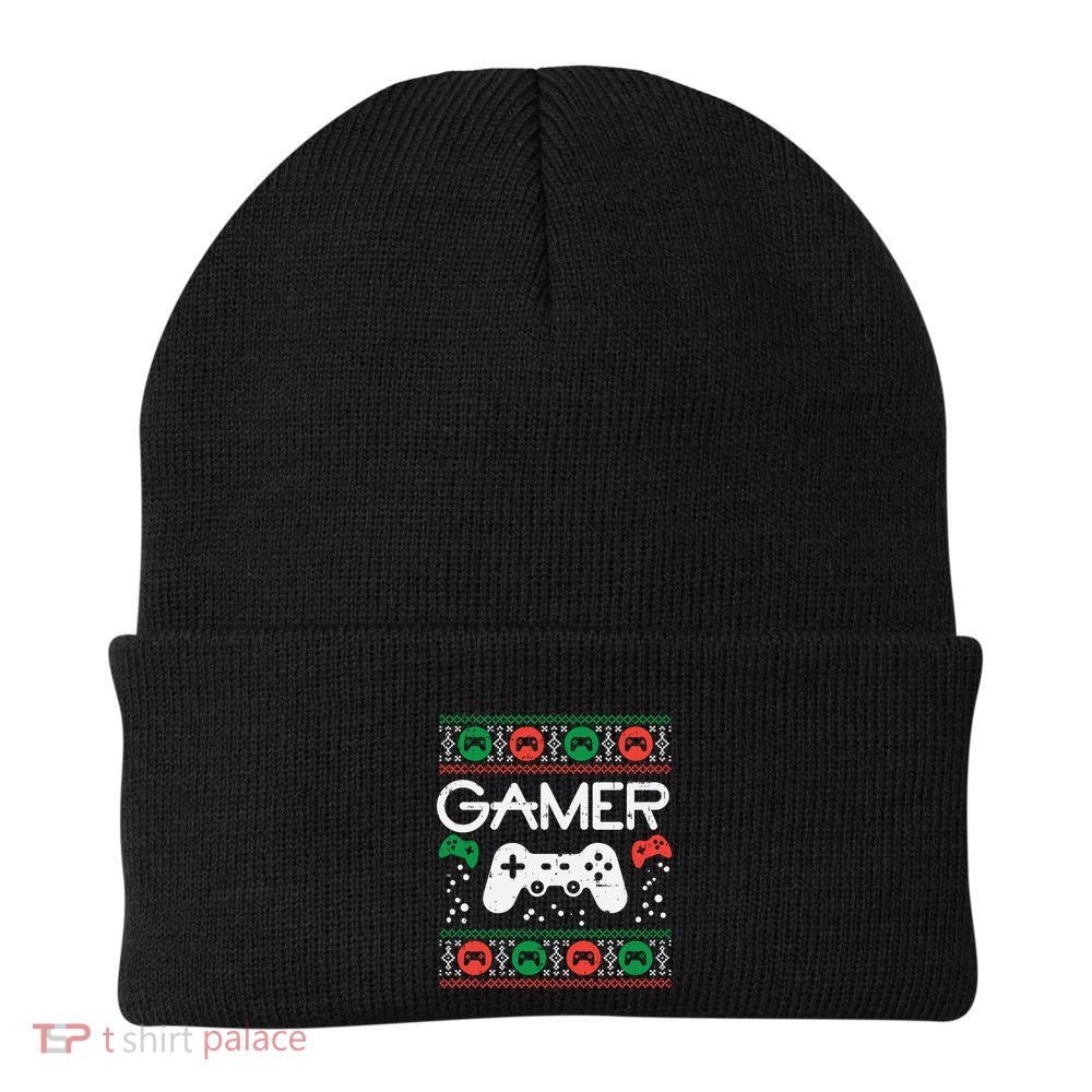 Gamer Ugly Christmas Sweater Retro Video Game Xmas Gift Beanie