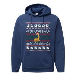 Giraffe Ugly Christmas Holiday Party Matching Family Great Gift Performance Fleece Hoodie