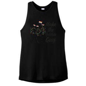 Gay Ugly Christmas Lgbt Pride Holiday Make The Yuletide Gay Dancing Skeleton Ladies PosiCharge Tri-Blend Wicking Tank