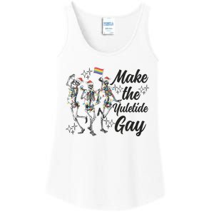 Gay Ugly Christmas Lgbt Pride Holiday Make The Yuletide Gay Dancing Skeleton Ladies Essential Tank