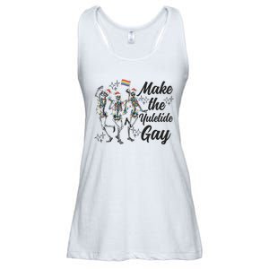 Gay Ugly Christmas Lgbt Pride Holiday Make The Yuletide Gay Dancing Skeleton Ladies Essential Flowy Tank