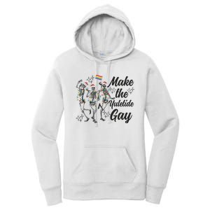 Gay Ugly Christmas Lgbt Pride Holiday Make The Yuletide Gay Dancing Skeleton Women's Pullover Hoodie