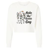 Gay Ugly Christmas Lgbt Pride Holiday Make The Yuletide Gay Dancing Skeleton Cropped Pullover Crew