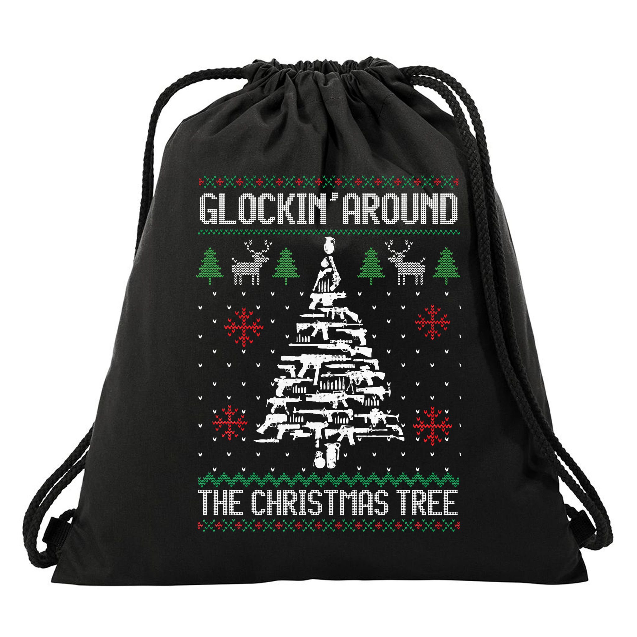 Guns Ugly Christmas Sweaters For Gun Lovers Drawstring Bag
